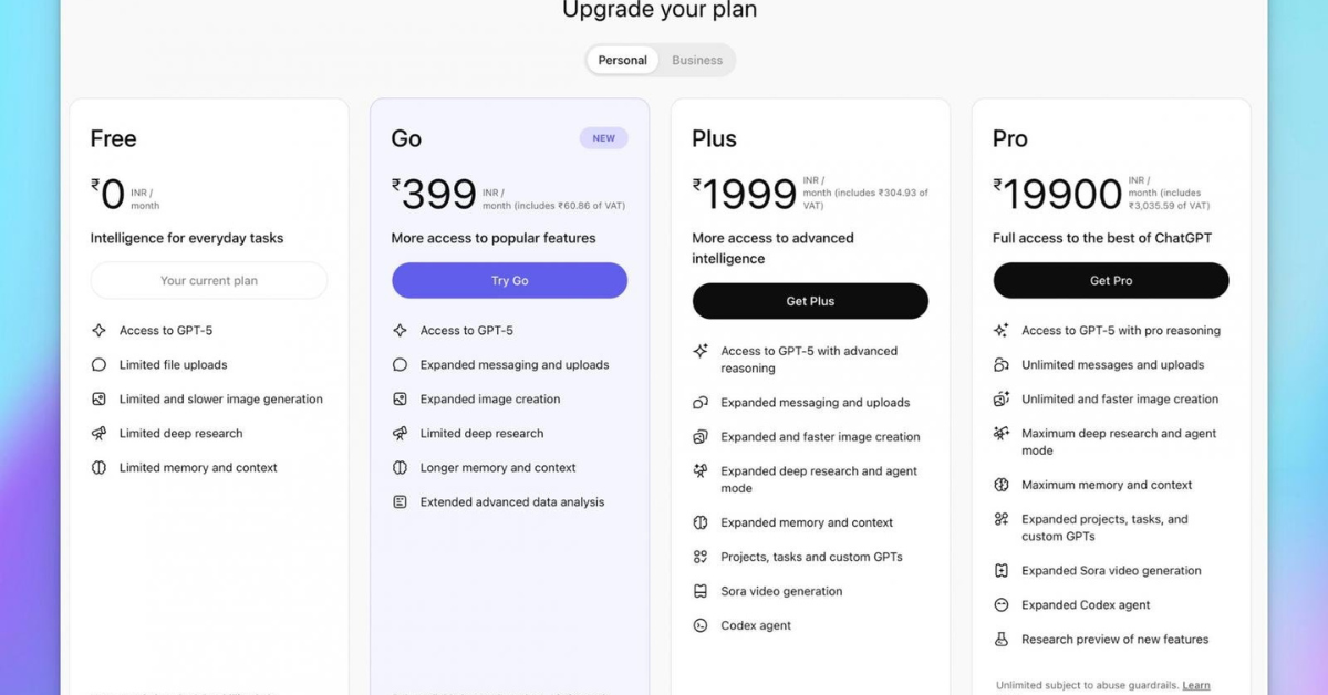 ChatGPT Go सब्सक्रिप्शन भारत में लॉन्च: सिर्फ ₹399 में मिलेगा 10 गुना ज्यादा लिमिट, UPI पेमेंट सपोर्ट भी